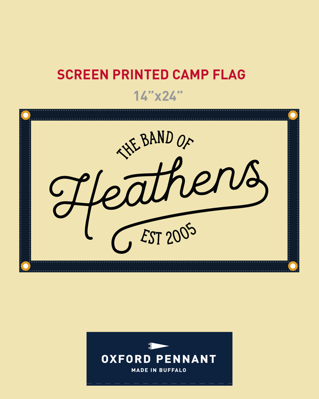 Band Of Heathens Screen Printed Camp Flag  PRE-ORDER