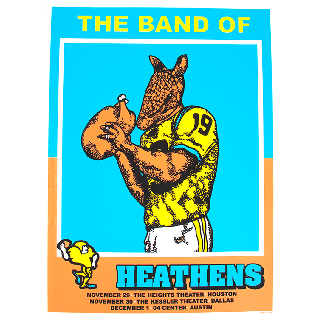 Football player armadillo 2019 Thanksgiving poster The Band of Heathens 